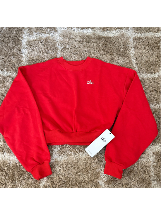 Alo Yoga Tops - Alo Yoga Red Cropped Accolade Crewneck Sweatshirt S